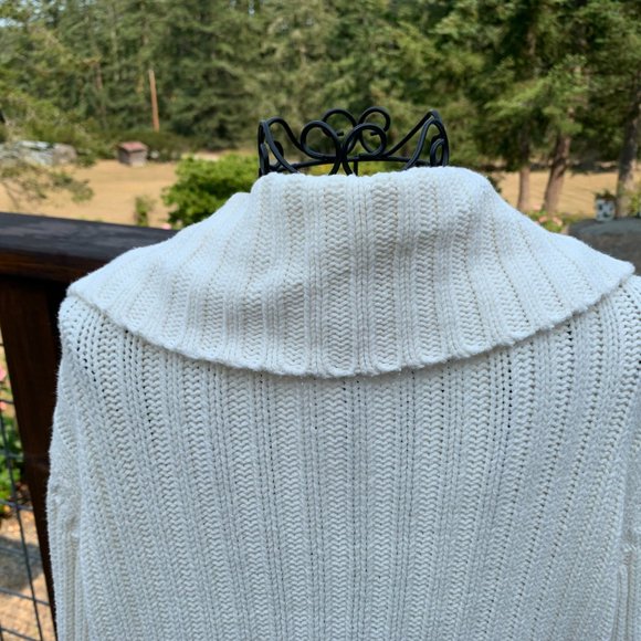 Caslon Women's Large Cream Cableknit Double Zipper with High Collar - Picture 6 of 13